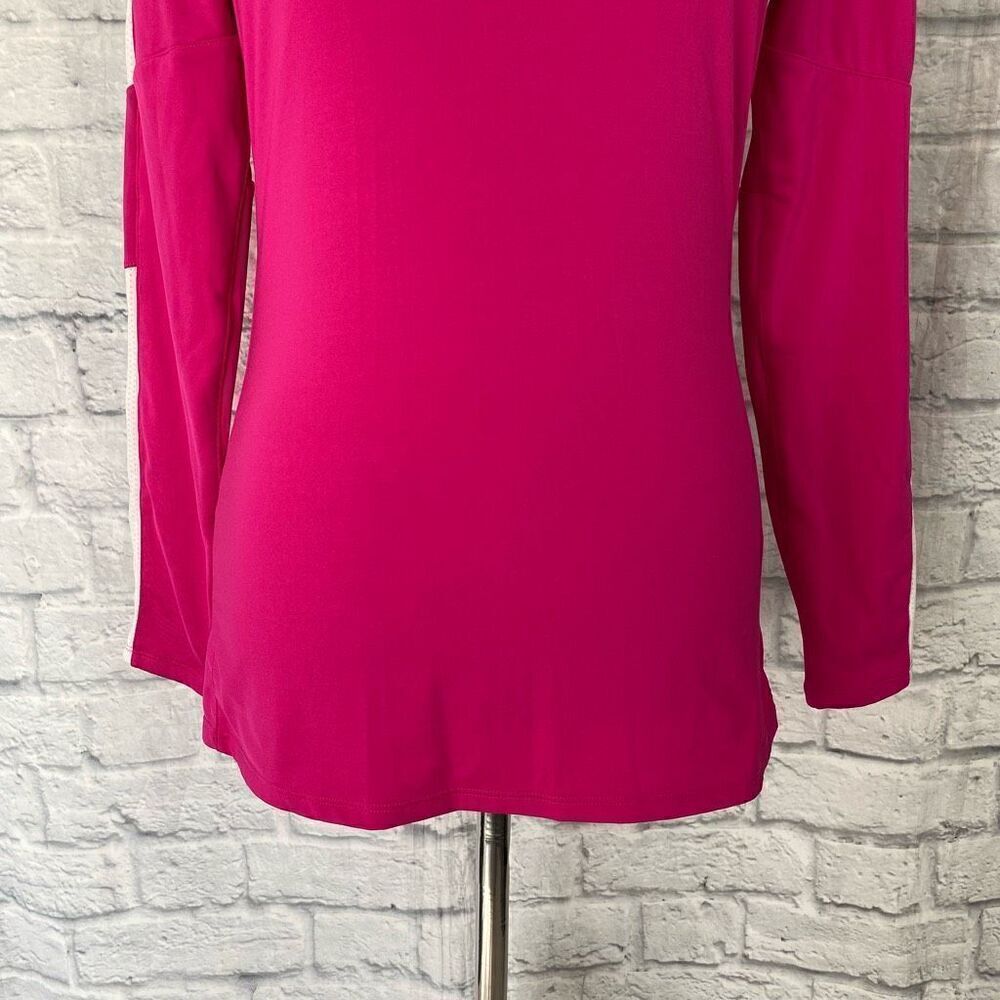 Under armour women XS fitted heat gear Longsleeve scoopneck top pink/white - Picture 2 of 10